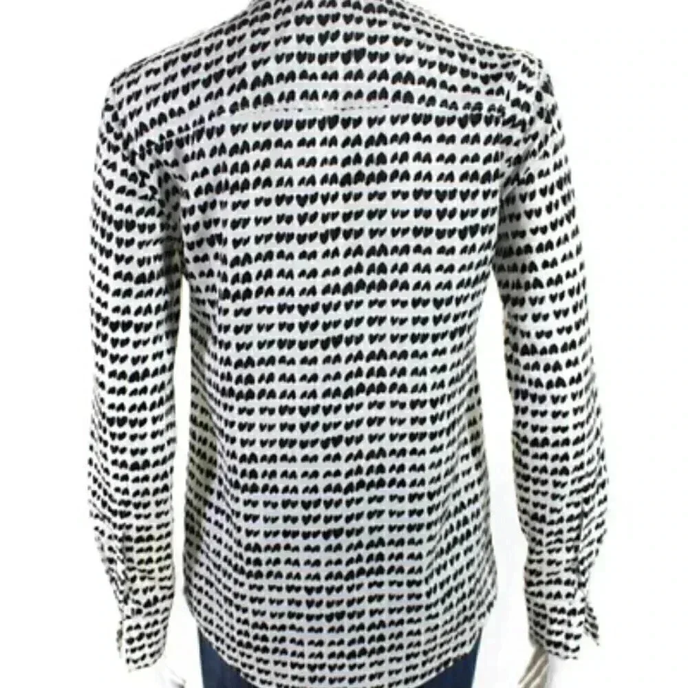 J. Crew Black Heart Blouse Shirt - Small